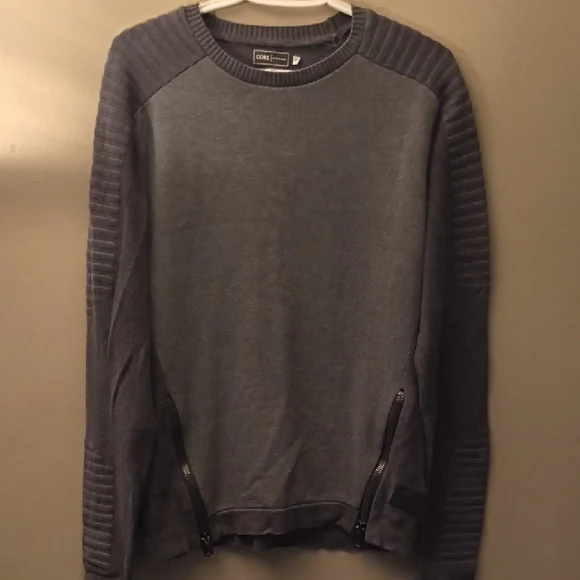 Jack & Jones CORE - Gray / Charcoal Zippered Crewneck Sweater Men's Medium - Picture 1 of 10